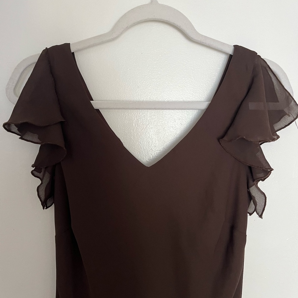 CLOSING SALE Vintage Brown Ruffle Sleeve Fairy Y2K Midi Dress